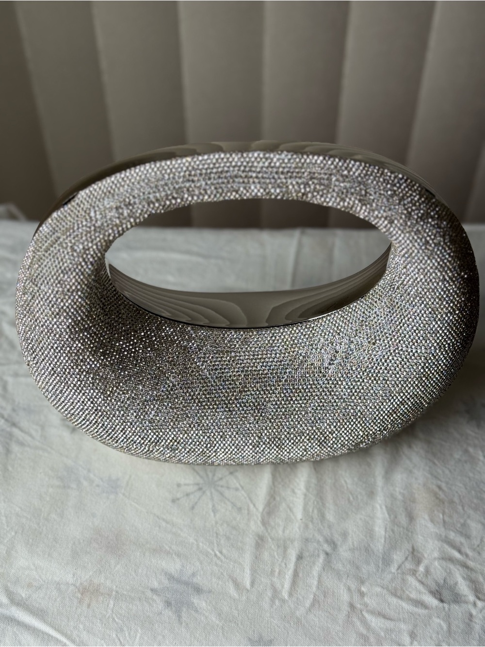 Oval Crystal Evening Clutch - Rhinestone Sparkle